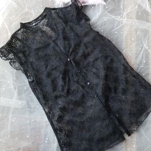 Flower button-up see through blouse